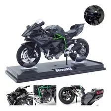 17cm Kawaski H2r Miniatura Moto Metal Con Luz Y Sonido Base