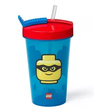 Vaso Con Sorbete Lego Infantil Escolar 500 Ml Tumbler Color Azul Tumbler Whit Straw