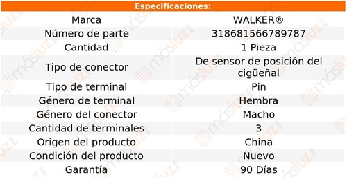 1) Conector Sensor Ckp Silverado 1500c V6 4.3l 07 Walker Foto 4