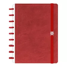 Caderno Disco Iscool Inteligente Médio Spot Touch Cor Couro Vermelho