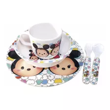 Kit Refeição Infantil Mickey E Minnie Disney Tsum Branco