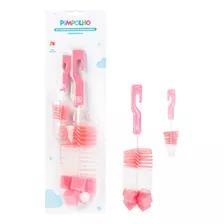 Kit Higienizador De Mamadeiras Pimpolho Com Esponja Rosa