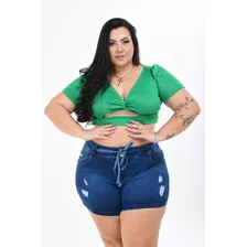 Cropped Feminino Brasil Copa Do Mundo Manga Curta Plus Size