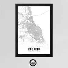 Cuadro Mapa Ciudades Rosario Argentina 20x30 Mad