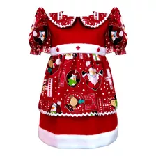 Vestido Niña Navideño Santa Claus Forrado Artesanal