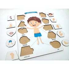 Brinquedo Educativo Jogo Tabuleiro Partes Do Corpo Menino