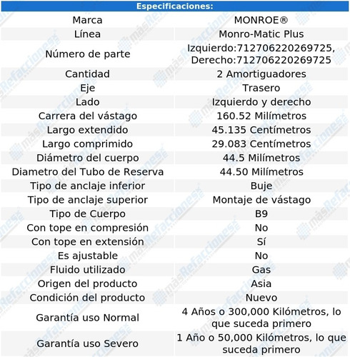 Par Amortiguadores Traseros Gas Monro-matic Plus G6 05-10 Foto 3