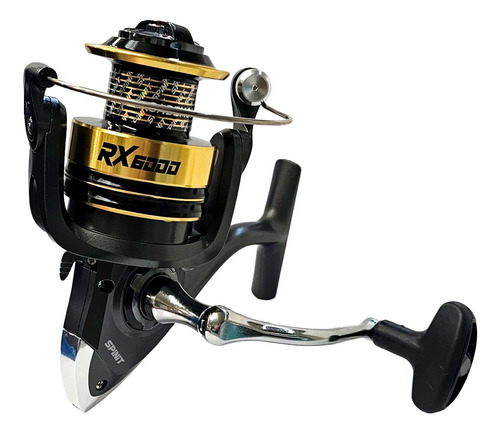 Reel Spinit Rx 6000 Pesca Frontal Variada 3 Rulemanes Color Negro