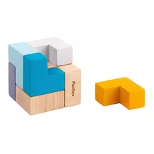 Puzzle Cubo 3d Bloques De Colores Madera Planttoys Portátil