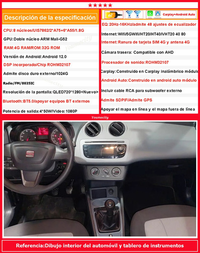 Auto Radio Estreo Android Gps Para Seat Ibiza 2009-2013 Foto 5