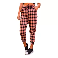 Calça Feminina Clochard Xadrez Laço Calça Listrada Riscada