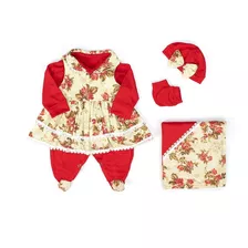 Kit Saída De Maternidade 5 Peças Menina Laura Floral