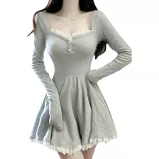 Vestido De Mujer Corto Elegante Encaje Casual Dama Cintura