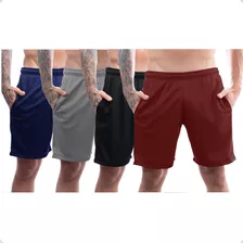 Kit 4 Bermudas Academia Masculina Dry Fit Com Bolsos