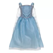 Fantasia Vestido Elsa Frozen Com Capa Infantil
