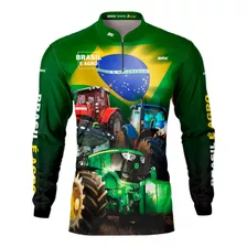 Camisa Camiseta Agro Fazenda Brk Trator Brasil É Agro Verde