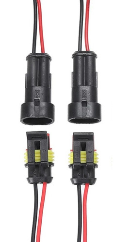 Conector 2 Pines Impermeable - Macho/hembra - 2 Set