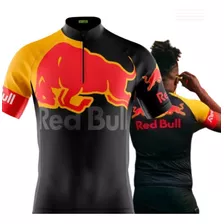 Roupa Ciclista Masculino Camiseta Ciclismo Red Bull Preta Uv