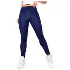 Calça Legging Jeans Fake Com Bolso Confortável