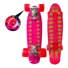 Skate Penny Patineta Rojo Luces Rgb Ruedas Led Niñ@s