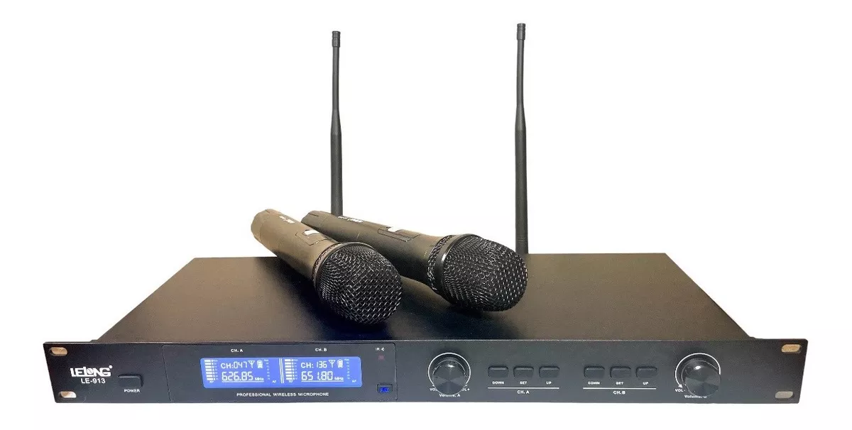 Microfone Digital Sem Fio Duplo Wireless Uhf Karaokê Igreja