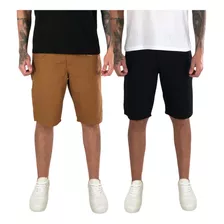 Kit 2 Bermudas Sarja Slim Masculina Brim 36 Ao 48 