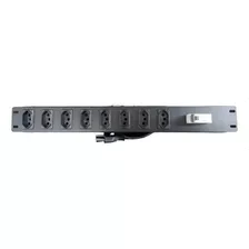 Régua De 8 Tomadas C/disjuntor Padrão Rack 19'' Bivolt 16amp Cor Preto 127v/220v