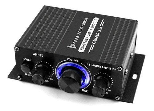 Mini Amplificador Estéreo Digital Ak170, 12 V, 400 W, Color Negro, Potencia De Salida Rms De 20 W