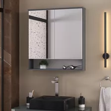 Espelheira Para Banheiro Cecília 2 Portas Com Espelho Cor Da Moldura Chumbo