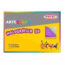 Carpeta X 12 Pliegos De Papel Holográfica 3d