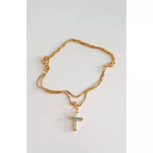 Ckoker Cordão 40cm Com Pingente Crucifixo Banhado Ouro 18k