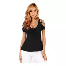 Blusa Miveni Casual Con Escote En V Y Manga Corta Para Mujer