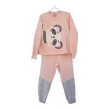 Conjunto De Moletom Flanelado Infantil Menina Panda 