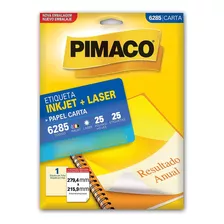 Etiqueta Pimaco 6285 Carta 1 Por Folha Inkjet+laser Branca 