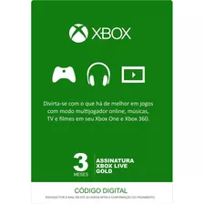 Xbox Live Gold 3 Meses - Xbox One / 360 / Series