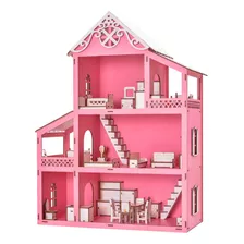 Casa Casinha De Boneca Montada Com Kit 32 Móveis Oferta