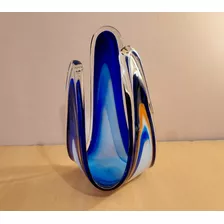 Centro De Mesa Cristal De Murano Azul, Hermoso