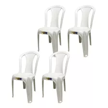Kit 4 Cadeiras Plástica Branca Bistrô P/até 182kg Resistente
