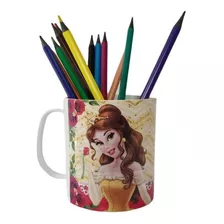 Porta Lápis Caneca Polímero Bela Princesa Presente Menina