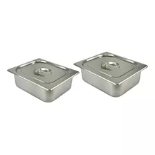 2 Cubas E Tampas Inox 1/2x100 6l Rechaud Buffet Self Service