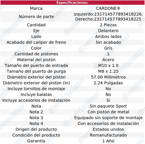 2 Mordazas Freno Delanteros Cardone Slk300 09_11 Foto 2