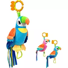 Pelúcia Papagaio Chocalho Móbile Para Berço E Carrinho Buba Cor Azul