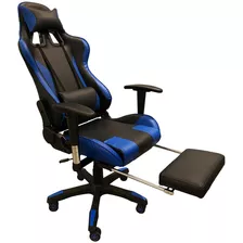 Silla Pc Gamer 06 Azul 2 Almohadones/apoyapies 150 Kilos