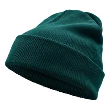 Pack12 Gorro Lana Con Doblez.verde Petroleo Forrado En Polar