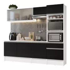 Armário De Cozinha Completa 240cm Bp Topazio Madesa 05 Cor Branco/preto