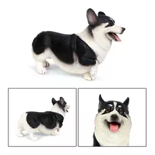 Realista Perro Mascota Modelo Negro Corgi Figura Juguete