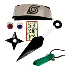 Kit Naruto Colar Tsunade Bandana Kunai Shuriken Anel K234