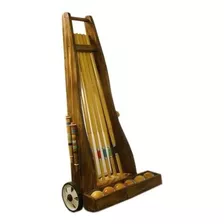 Juego De Croquet 6 Palos Madera Dura Profesional