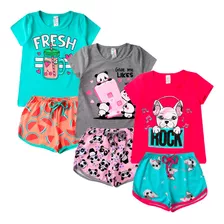 Kit 6 Peças Infantil Feminino Menina Verão Atacado Promo