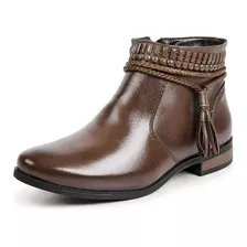 Bota Coturno Couro Feminina Cano Curto Kader Woman Chocolate